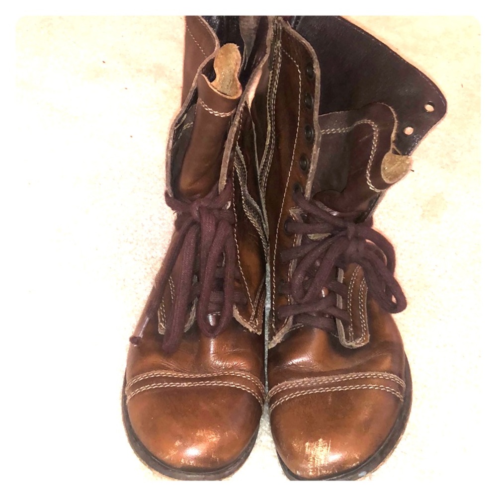 Leather combat boots